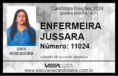 Candidato ENFERMEIRA JUSSARA 2024 - BARRA MANSA - Eleições