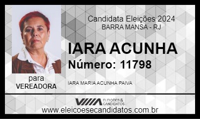 Candidato IARA ACUNHA 2024 - BARRA MANSA - Eleições