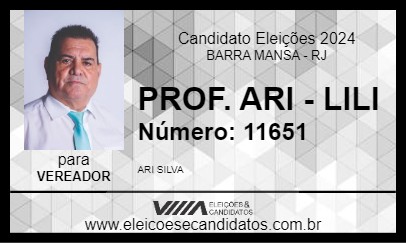 Candidato PROF. ARI - LILI 2024 - BARRA MANSA - Eleições