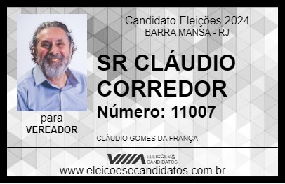 Candidato SR CLÁUDIO CORREDOR 2024 - BARRA MANSA - Eleições