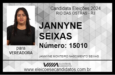 Candidato JANNYNE SEIXAS 2024 - RIO DAS OSTRAS - Eleições