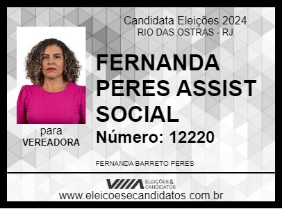 Candidato FERNANDA PERES ASSIST SOCIAL 2024 - RIO DAS OSTRAS - Eleições