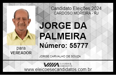 Candidato JORGE DA PALMEIRA 2024 - CARDOSO MOREIRA - Eleições