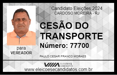 Candidato CESÃO DO TRANSPORTE 2024 - CARDOSO MOREIRA - Eleições