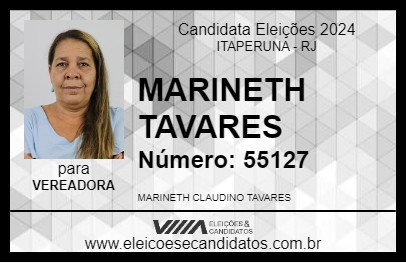 Candidato MARINETH TAVARES 2024 - ITAPERUNA - Eleições