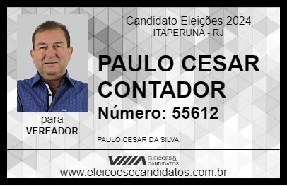 Candidato PAULO CESAR CONTADOR 2024 - ITAPERUNA - Eleições