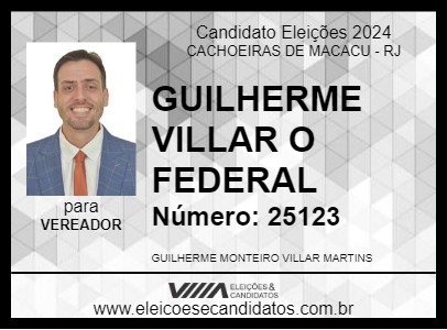 Candidato GUILHERME VILLAR O FEDERAL 2024 - CACHOEIRAS DE MACACU - Eleições