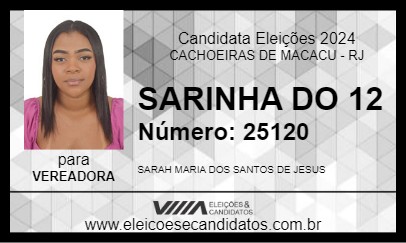 Candidato SARINHA DO 12 2024 - CACHOEIRAS DE MACACU - Eleições