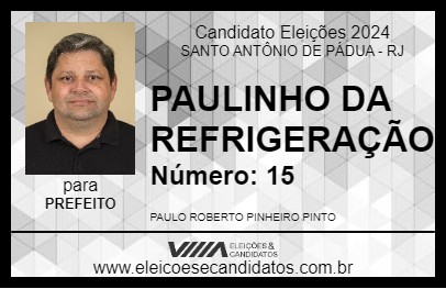 Candidato PAULINHO DA REFRIGERAÇÃO 2024 - SANTO ANTÔNIO DE PÁDUA - Eleições