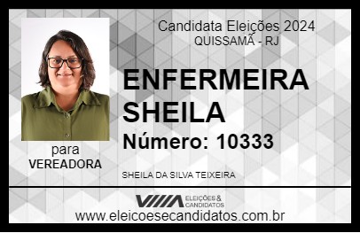 Candidato ENFERMEIRA SHEILA 2024 - QUISSAMÃ - Eleições