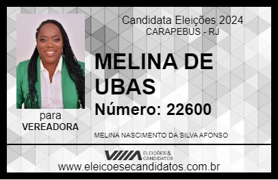 Candidato MELINA DE UBAS 2024 - CARAPEBUS - Eleições