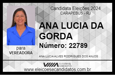 Candidato ANA LUCIA DA GORDA 2024 - CARAPEBUS - Eleições