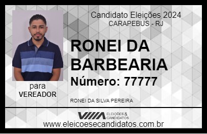 Candidato RONEI DA BARBEARIA 2024 - CARAPEBUS - Eleições