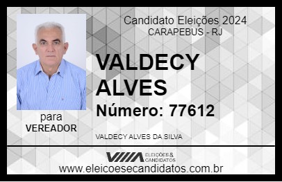 Candidato VALDECY ALVES 2024 - CARAPEBUS - Eleições