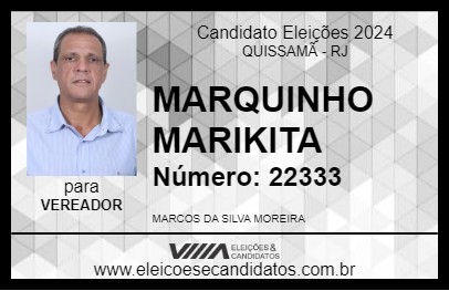 Candidato MARQUINHO MARIKITA 2024 - QUISSAMÃ - Eleições