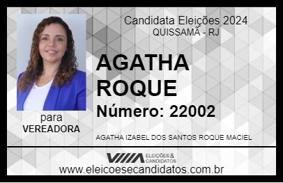 Candidato AGATHA ROQUE 2024 - QUISSAMÃ - Eleições