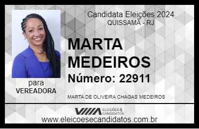 Candidato MARTA MEDEIROS 2024 - QUISSAMÃ - Eleições