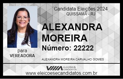 Candidato ALEXANDRA MOREIRA 2024 - QUISSAMÃ - Eleições