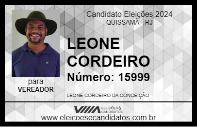 Candidato LEONE CORDEIRO 2024 - QUISSAMÃ - Eleições