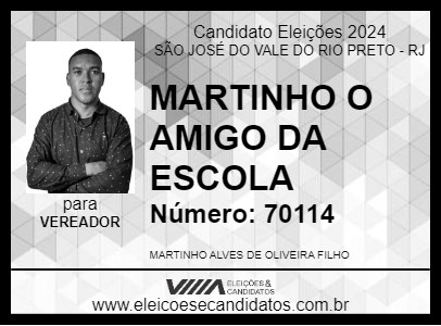 Candidato MARTINHO O AMIGO DA ESCOLA 2024 - SÃO JOSÉ DO VALE DO RIO PRETO - Eleições