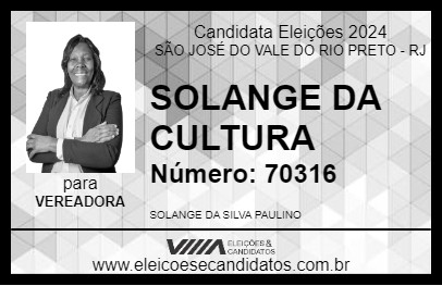 Candidato SOLANGE DA CULTURA 2024 - SÃO JOSÉ DO VALE DO RIO PRETO - Eleições