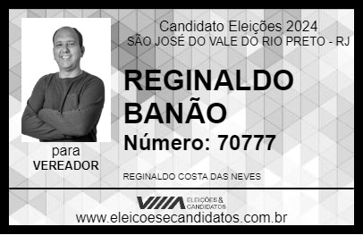 Candidato REGINALDO BANÃO 2024 - SÃO JOSÉ DO VALE DO RIO PRETO - Eleições