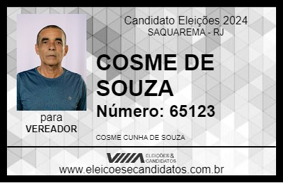 Candidato COSME DE SOUZA 2024 - SAQUAREMA - Eleições