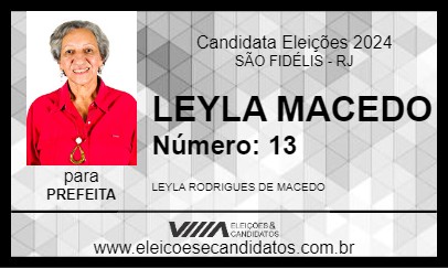 Candidato LEYLA MACEDO 2024 - SÃO FIDÉLIS - Eleições