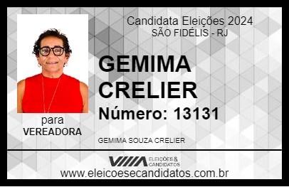 Candidato GEMIMA CRELIER 2024 - SÃO FIDÉLIS - Eleições