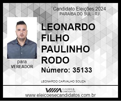 Candidato LEONARDÃO FILHO DO PAULINHO 2024 - PARAÍBA DO SUL - Eleições