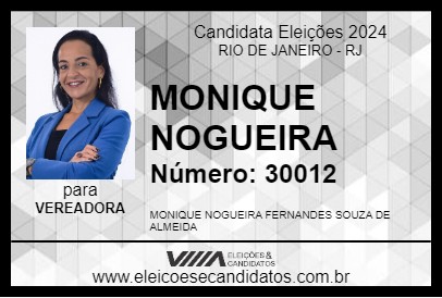 Candidato MONIQUE NOGUEIRA 2024 - RIO DE JANEIRO - Eleições