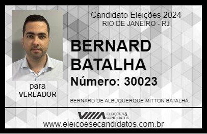 Candidato BERNARD BATALHA 2024 - RIO DE JANEIRO - Eleições