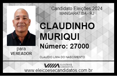 Candidato CLAUDINHO MURIQUI 2024 - MANGARATIBA - Eleições