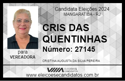 Candidato CRIS DAS QUENTINHAS 2024 - MANGARATIBA - Eleições