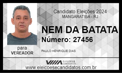 Candidato NEM DA BATATA 2024 - MANGARATIBA - Eleições