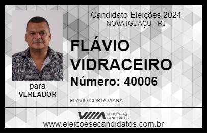 Candidato FLÁVIO VIDRACEIRO 2024 - NOVA IGUAÇU - Eleições