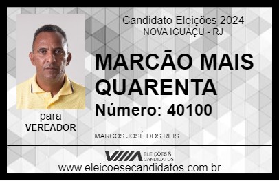 Candidato MARCÃO MAIS QUARENTA 2024 - NOVA IGUAÇU - Eleições