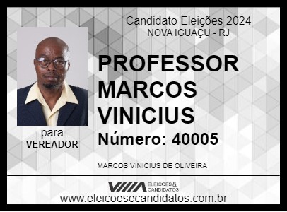 Candidato PROFESSOR MARCOS VINICIUS 2024 - NOVA IGUAÇU - Eleições