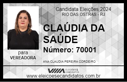 Candidato CLAÚDIA DA SAÚDE 2024 - RIO DAS OSTRAS - Eleições