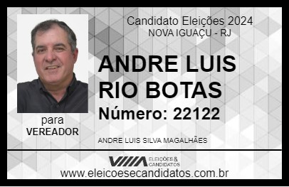 Candidato ANDRE LUIS RIO BOTAS 2024 - NOVA IGUAÇU - Eleições