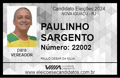 Candidato PAULINHO SARGENTO 2024 - NOVA IGUAÇU - Eleições