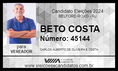 Candidato BETO COSTA 2024 - BELFORD ROXO - Eleições