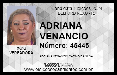 Candidato ADRIANA VENANCIO 2024 - BELFORD ROXO - Eleições