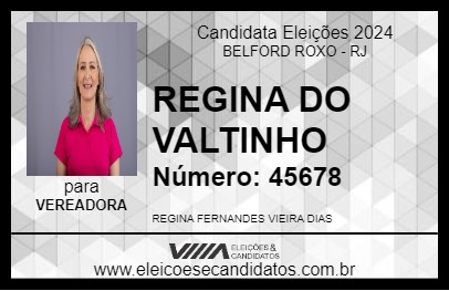 Candidato REGINA DO VALTINHO 2024 - BELFORD ROXO - Eleições