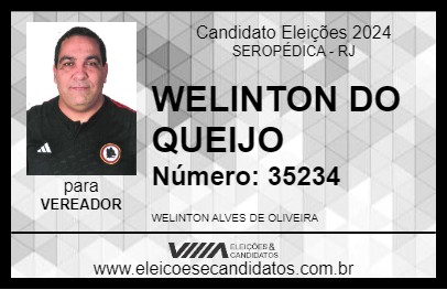 Candidato WELINTON DO QUEIJO 2024 - SEROPÉDICA - Eleições