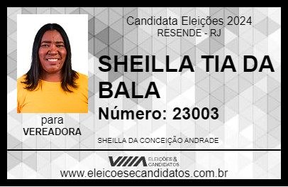 Candidato SHEILLA TIA DA BALA 2024 - RESENDE - Eleições