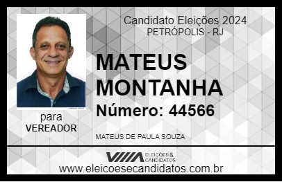 Candidato MATEUS MONTANHA 2024 - PETRÓPOLIS - Eleições