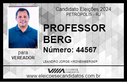 Candidato PROFESSOR BERG 2024 - PETRÓPOLIS - Eleições