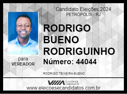 Candidato RODRIGO BUENO RODRIGUINHO 2024 - PETRÓPOLIS - Eleições