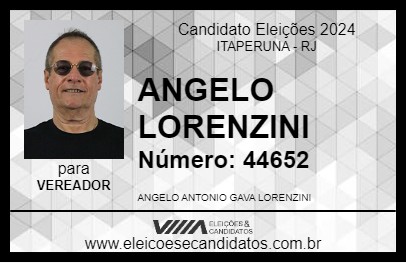 Candidato ANGELO LORENZINI 2024 - ITAPERUNA - Eleições